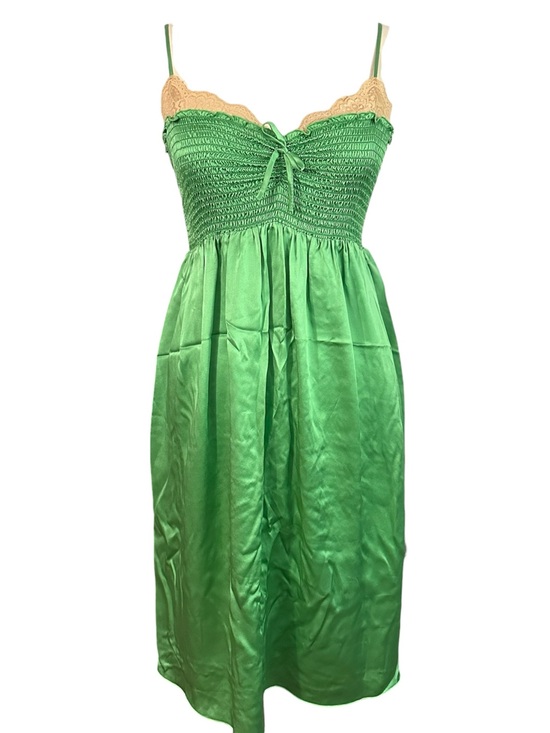 Betsey Johnson Dresses & Skirts - Vintage y2k Betsey Johnson Emerald Green Lace Trimmed Milkmaid Slip Dress 8